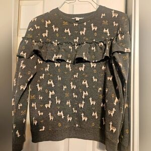 Jessica Simpson Girls XL Llama Rubble Pink Grey Sweatshirt